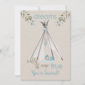 Blauw Baby shower voor Boys Boho DreamCatcher Tipi Kaart (Voorkant)