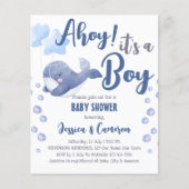 Blauw baby shower voor walvissen Het is een zoontj (Voorkant)