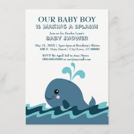 Blauw Baby shower voor walvisvangst Kaart