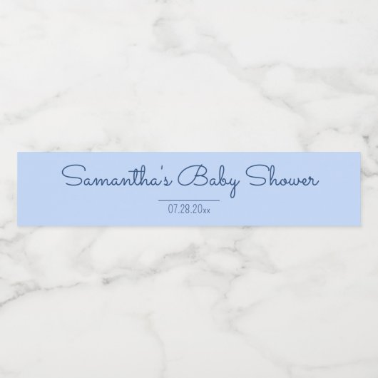Blauw Baby shower Waterfles Etiket (Enkel label)