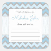 Blauw baby showers boekenplaat sticker (Voorkant)