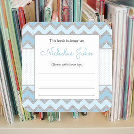 Blauw baby showers boekenplaat sticker
