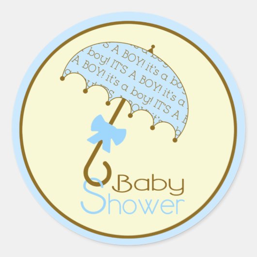 Blauw Baby showers paraplu Sticker (Voorkant)