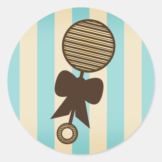 Blauw Baby showers Sticker - rammelaar (Voorkant)