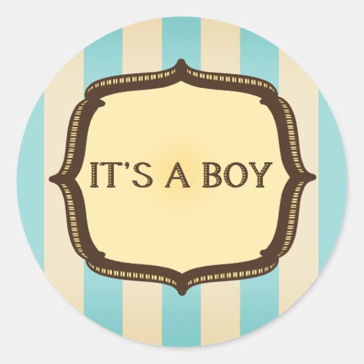Blauw Baby showers Sticker -  strepen (Voorkant)