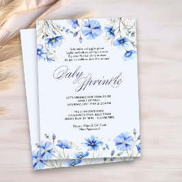 Blauw Baby Sprinkle Gedicht Bloemen Baby shower Kaart