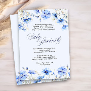 Blauw Baby Sprinkle Gedicht Bloemen Baby shower Kaart