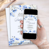 Blauw Baby Sprinkle Gedicht Bloemen Baby shower Kaart