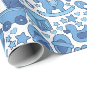  blauw, Baby-thema Cadeaupapier (Rol Hoek)