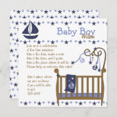 Blauw Baby Wieg Kaart (Voorkant / Achterkant)