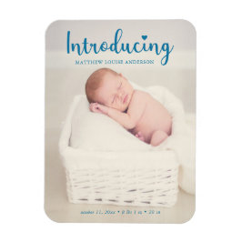 Blauw: babyjongen - Verticaal script modern Magneet