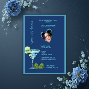 blauw Bachelorette foto margs en huwelijksfeest Kaart