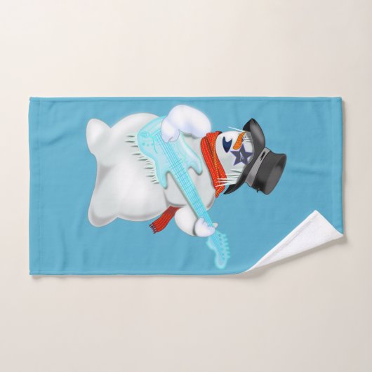 Blauw Bad Handdoeken met Grappige Sneeuwman Gitari (Handdoek)