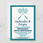 Blauw Badminton Party Sport BBQ Verjaardag Kaart (Voorkant)