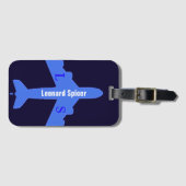 blauw bagagelabel met naam en initiaal (Voorkant (horizontaal))