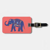 Blauw Bagagelabel met olifant (Voorkant horizontaal)