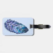 Blauw Bagagelabel met veer (Achterkant horizontaal)