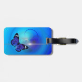 Blauw Bagagelabel met vlinderriem (Achterkant horizontaal)