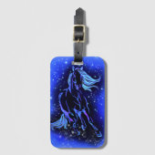 Blauw Bagagelabels paard loopt in de Sterrennacht (Voorkant (verticaal))