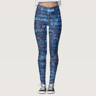 Blauw Bakstenen Patroon Leggings