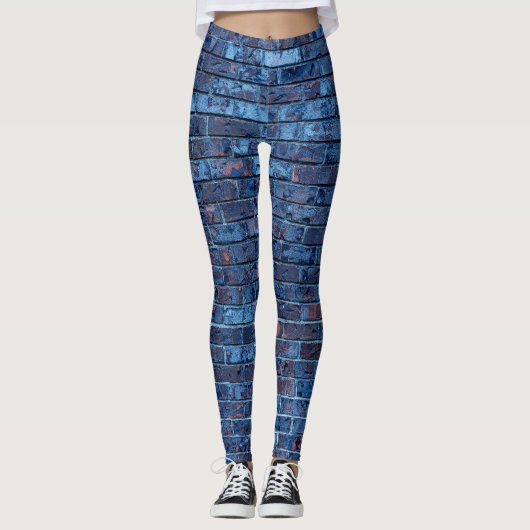 Blauw Bakstenen Patroon Leggings (Voorkant)