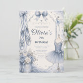 Blauw ballet tutu feest kaart (Staand voorkant)