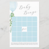 Blauw ballon Baby shower Bingo Game (Voorkant)