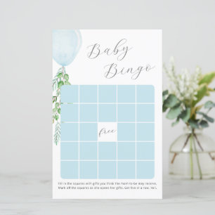 Blauw ballon Baby shower Bingo Game