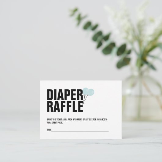Blauw ballon Baby shower Dappere Raffle Ticket Informatiekaartje (Staand voorkant)