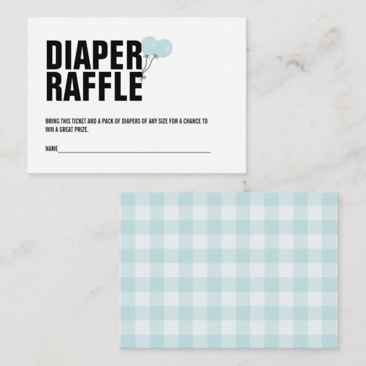 Blauw ballon Baby shower Dappere Raffle Ticket Informatiekaartje (Voorkant / Achterkant)
