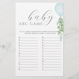 Blauw ballon Baby shower Game ABC