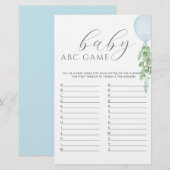 Blauw ballon Baby shower Game ABC (Voorkant / Achterkant)