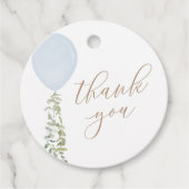 Blauw ballon Baby shower Hartelijk dank Bedankjes Labels (Voorkant)