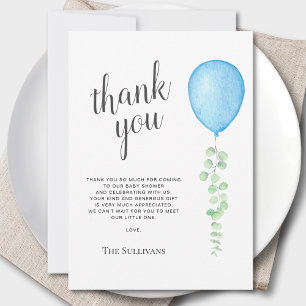 Blauw ballon Baby shower Hartelijk dank Bedankkaart