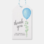 Blauw ballon Baby shower Hartelijk dank Cadeaulabel (Voorkant)