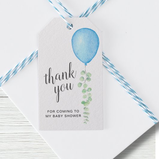 Blauw ballon Baby shower Hartelijk dank Cadeaulabel