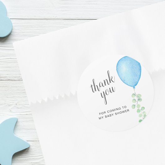 Blauw ballon Baby shower Hartelijk dank Ronde Sticker