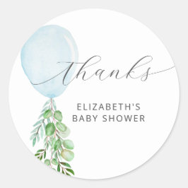 Blauw ballon Baby shower Hartelijk dank Ronde Sticker