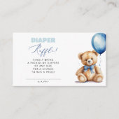 Blauw Ballon Beer Luier Raffle Boy Baby shower Informatiekaartje (Voorkant)