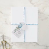 Blauw Ballon Boog Groene Baby Shower Bedankt Cadeaulabel (Met Touw)