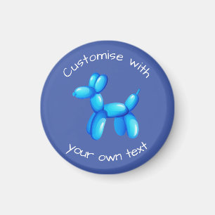 Blauw Ballon Dierenhond Aangepaste Tekst Magneet