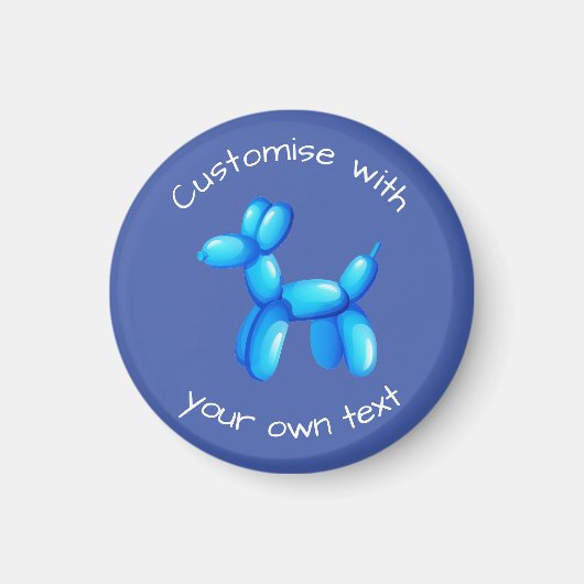 Blauw Ballon Dierenhond Aangepaste Tekst Magneet (Voorkant)
