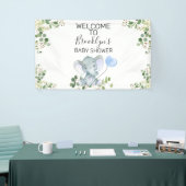 Blauw ballon Elephant Foliage Baby shower Welkom  Spandoek (Beurs)
