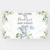 Blauw ballon Elephant Foliage Baby shower Welkom  Spandoek (Horizontaal)