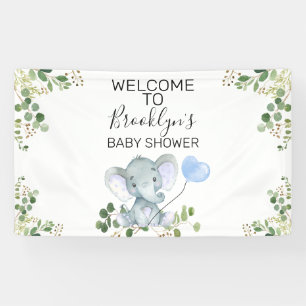 Blauw ballon Elephant Foliage Baby shower Welkom  Spandoek
