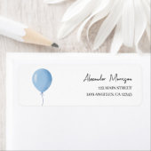 Blauw Ballon Jongen Verjaardagsfeestadres Etiket (Insitu)