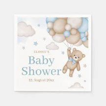 Blauw ballon met teddybeer baby shower