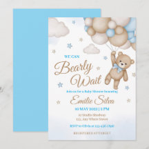 Blauw ballon met teddybeer jongens baby shower
