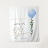 Blauw Ballon Oh Boy Baby shower Welkomstbord Wandkleed (Voorkant)