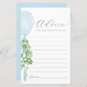 Blauw ballonadvies wenst Baby kaart (Voorkant / Achterkant)